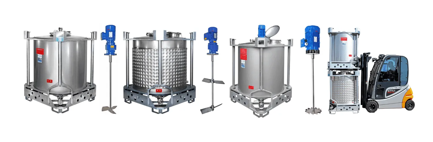 AIT Containermix Ruehrwerkscontainer aus Edelstahl mit aufgesetztem Ruehrwerk