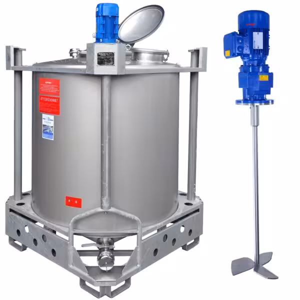 Brand new 1023 liter agitator container with slow-running propeller mixer (type AIT)