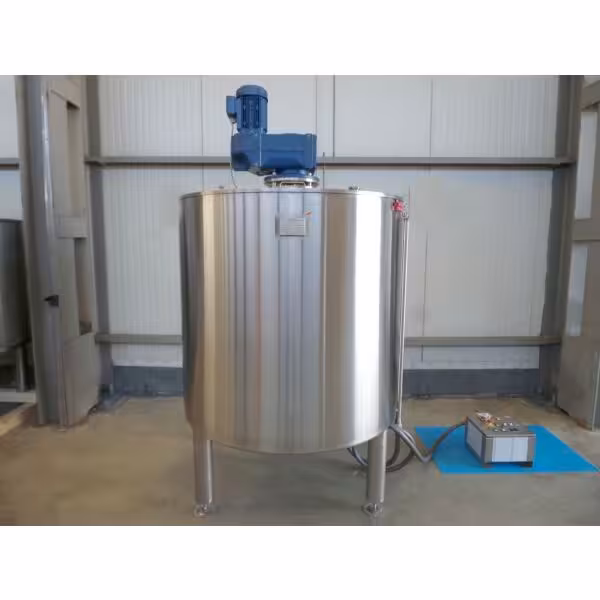 Werksneuer 1500 Liter temperierbarer Mischbehälter aus V2A mit Ankerrührwerk