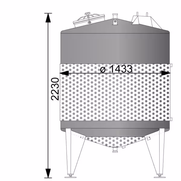 Depósito calefactable/refrigerable de 2263 litros nuevo de fábrica en acero inoxidable 304 (tipo FIT; opcionalmente con agitador)