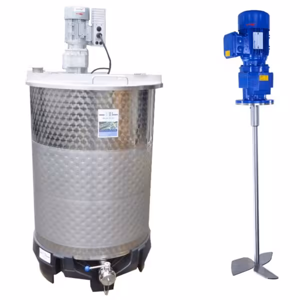 Brand new 550 liter heat-/coolable agitator tank with slow-running propeller mixer (type SDE)