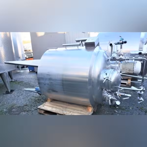 Becomix 1355 Liter heiz-/kühlbarer Druckbehälter aus V2A mit Propeller Rührwerk