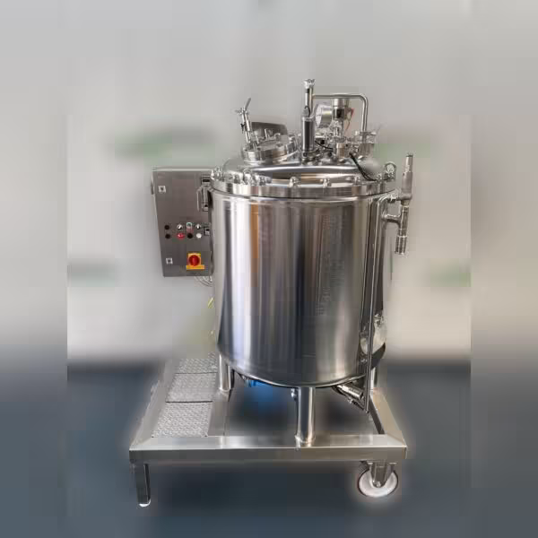 425 Liter mobiler Pharmazie Druckbehälter aus V2A mit Magnetrührwerk