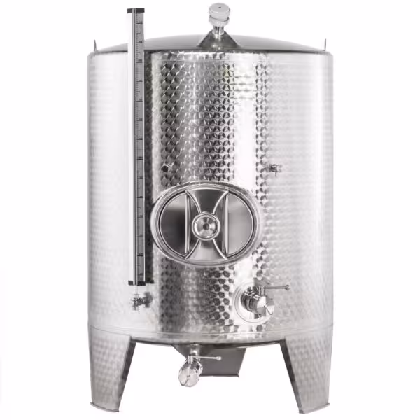 Brand new 1550 liter heatable/coolable stainless steel 304 fermentation/storage tank