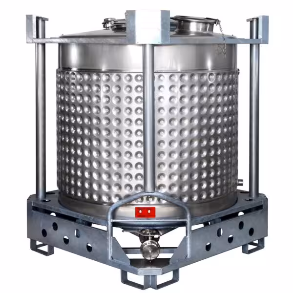 Brand new 1000 liter heat-/coolable stainless steel container, AISI 304 (with additional handhole)