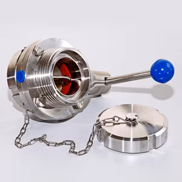 Rubinetto a disco DN 50 DIN11851 con tappo in acciaio inox