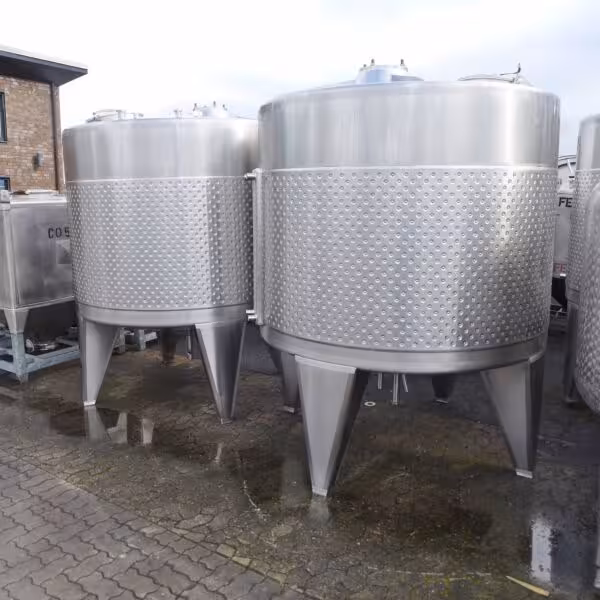 Serbatoio riscaldabile/raffreddabile da 5236 litri, nuovo di fabbrica, in acciaio inox 304 (tipo FIT; a scelta con agitatore)