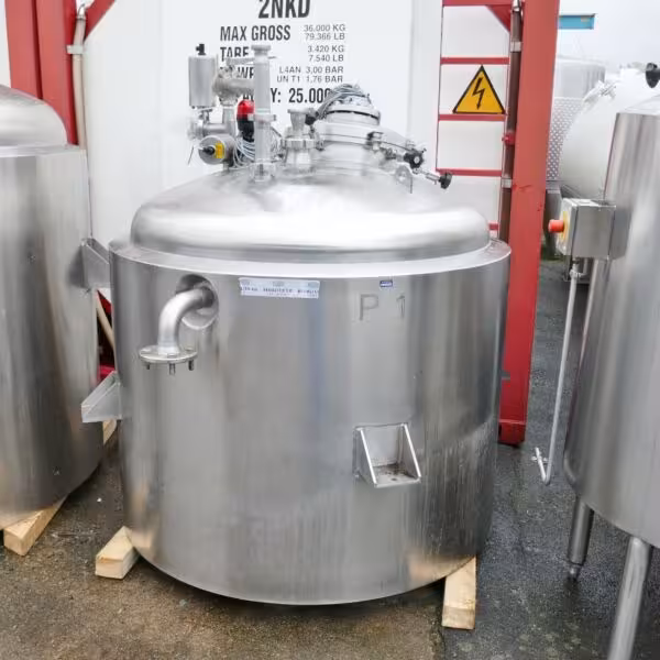 Recipiente a pressione riscaldabile/raffreddabile da 1410 litri in acciaio inox 316 con agitatore ad elica