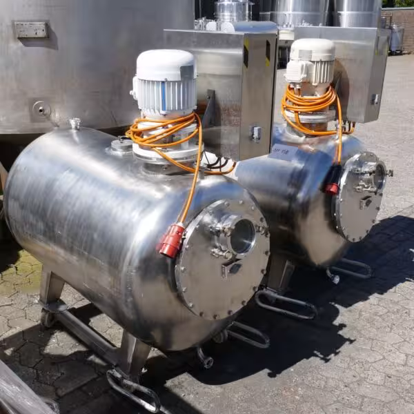 500 Liter fahrbarer Behälter aus V2A mit Propellerrührwerk