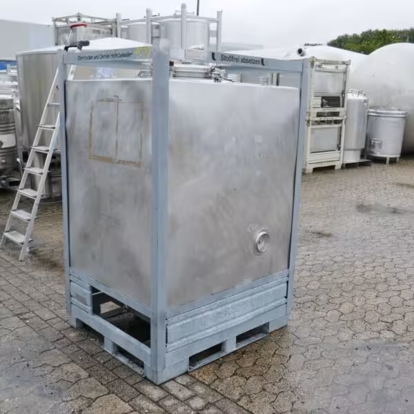 1000 liter heatable/coolable IBC container made of stainless steel 304