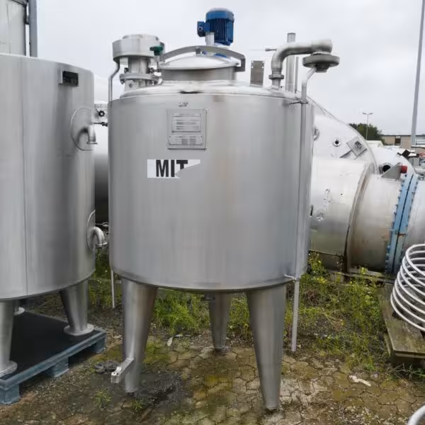 1270 Liter heiz-/kühlbarer Rührwerksbehälter aus V2A mit Balkenrührwerk