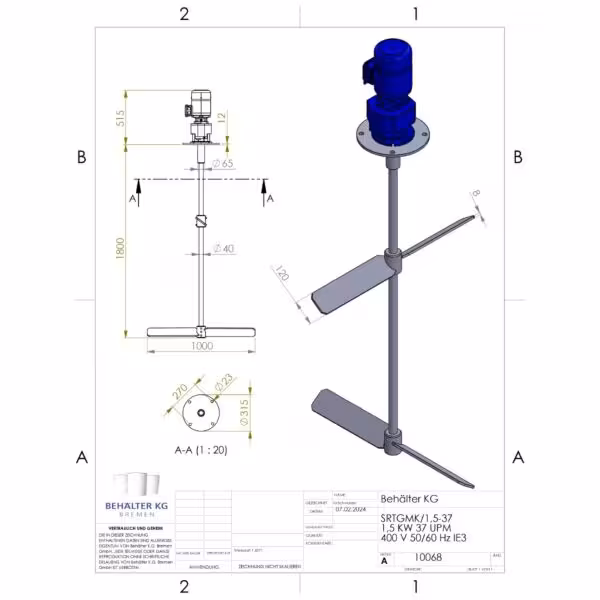 Nuovo agitatore a barre da 1,5 KW / 37 giri/minuto-FIT/B