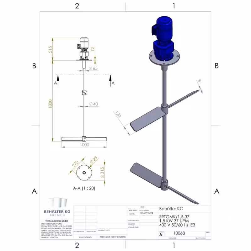 Nuovo agitatore a barre da 1,5 KW / 37 giri/minuto-FIT/B