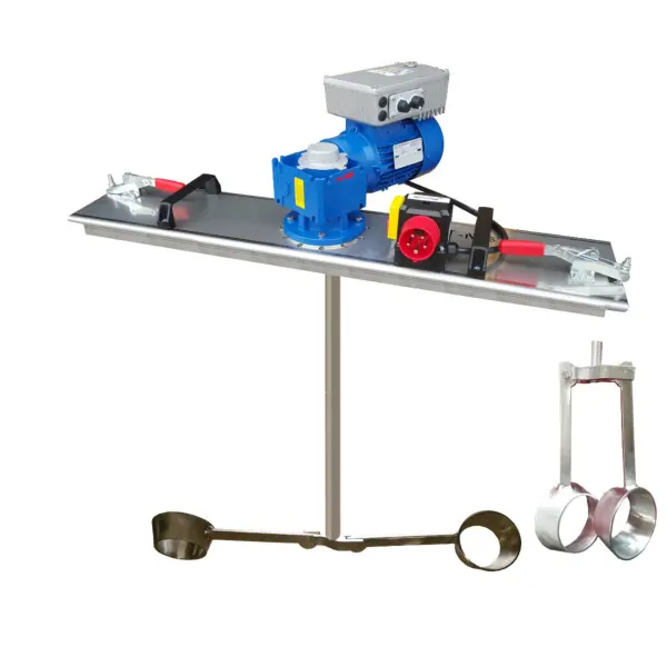 IBC agitator / worm-gear container mixer with foldable cup stirrer at variable speed