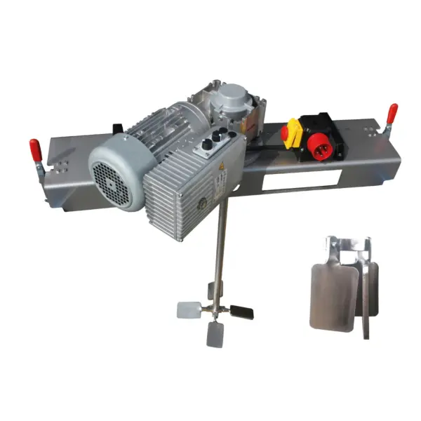 Agitador IBC / agitador de contenedores con engranaje helicoidal y agitador de pala en cruz plegable (apto para horquillas de carretillas elevadoras)