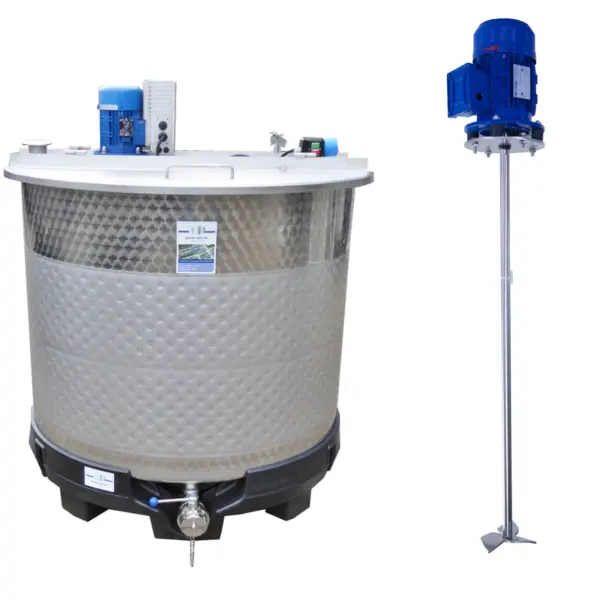 Brand new 1150 liter heat-/coolable agitator tank with high-speed propeller mixer (type SDE)