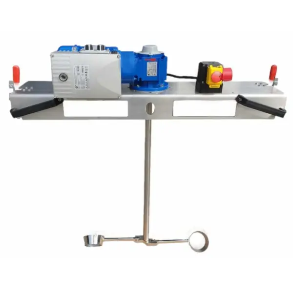 Agitatore IBC / miscelatore con riduttore senza fine e pale a cono pieghevoli a velocità variabile (adatto per muletto)