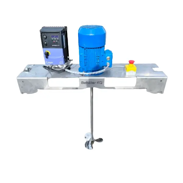 IBC agitator / high-speed container mixer with 1,5 kW propeller stirrer at variable speed (forklift version)