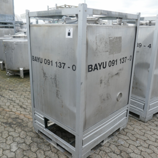 1000 liter heat-/coolable IBC container, Aisi 304