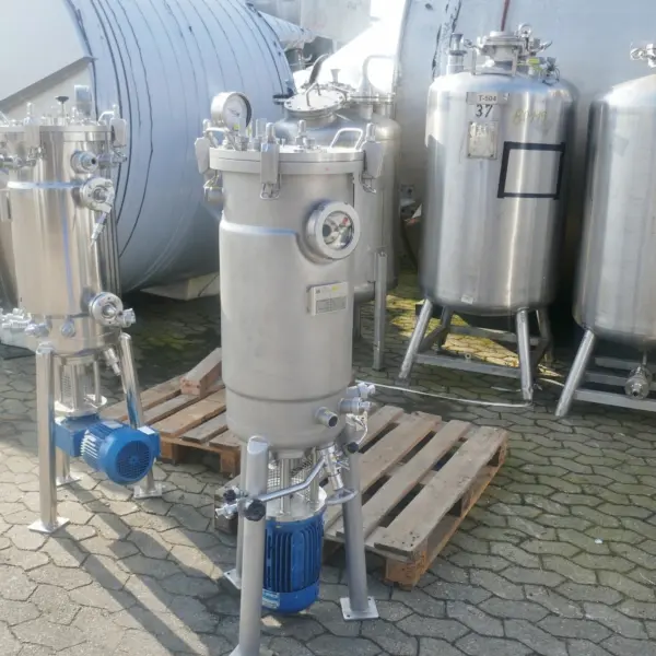 72 Liter temperierbarer Bioreaktor / Fermenter aus V4A mit Schrägblattrührwerk