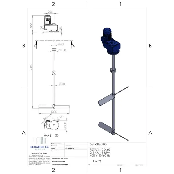 Nuovo agitatore a barre da 2,2 KW / 45 rpm-FIT/B