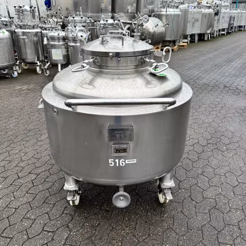 500 Liter fahrbarer heiz-/kühlbarer Druckbehälter aus V4A