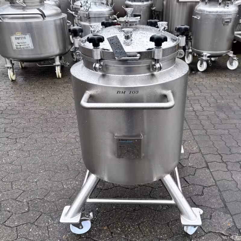 124 Liter fahrbarer heiz-/kühlbarer Druckbehälter aus V4A