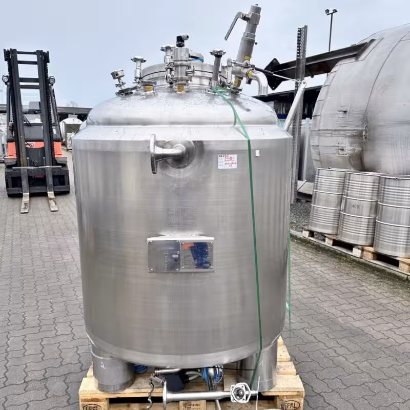 900 Liter heiz-/kühlbarer Druckbehälter aus V4A mit Magnetrührwerk