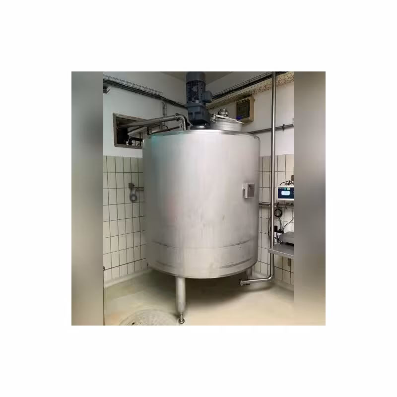 2100 Liter kühlbarer Lagertank aus V4A mit Ankerrührwerk