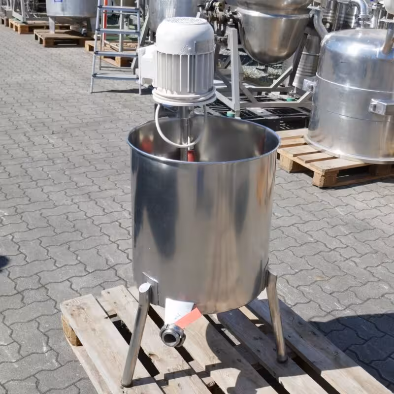 65 Liter Rührwerksbehälter aus V4A mit Propellerrührwerk