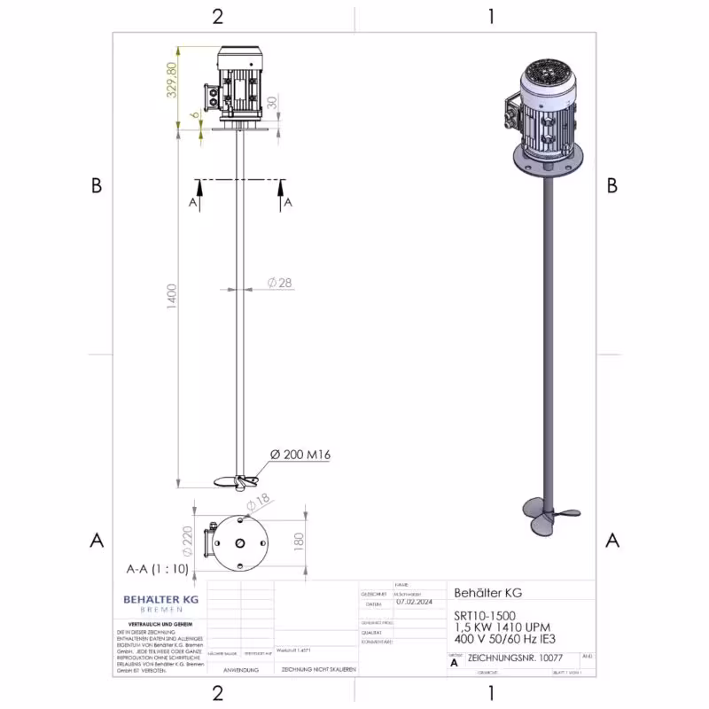 Nuovo agitatore ad elica da 1,5 KW / 1410 rpm-FIT/SL