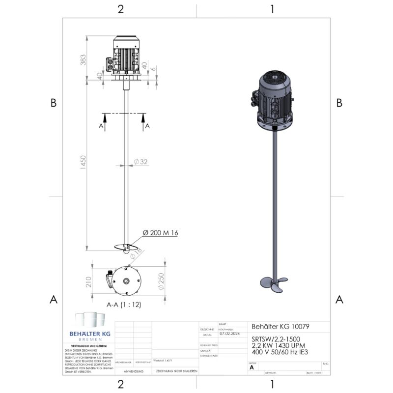 Nuovo agitatore ad elica da 2,2 KW / 1430 rpm-FIT/SL