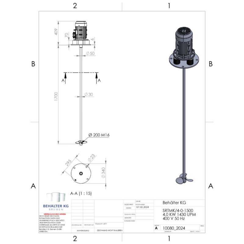 Nuovo agitatore ad elica da 4,0 KW / 1500 rpm-FIT/SL