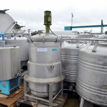 500 liter verwarmbare/koelbare roertank van RVS 304 met propellerroerwerk