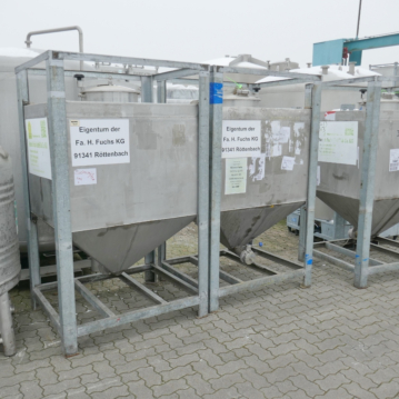 Conteneur conique de 1000 litres en acier inox 304,DE,FR (bâti en Fe)