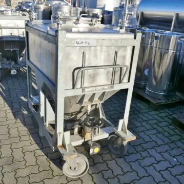 630&#x20;Liter&#x20;fahrbarer&#x20;Konuscontainer&#x20;aus&#x20;V4A