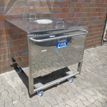 700&#x20;Liter&#x20;fahrbarer&#x20;Rechteckbeh&#xE4;lter&#x20;aus&#x20;V2A&#x20;&#x28;Deckel&#x20;abnehmbar&#x29;