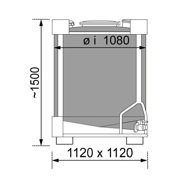 Serbatoio da 1000 litri in acciaio inox 304 (con foro manuale aggiuntivo)