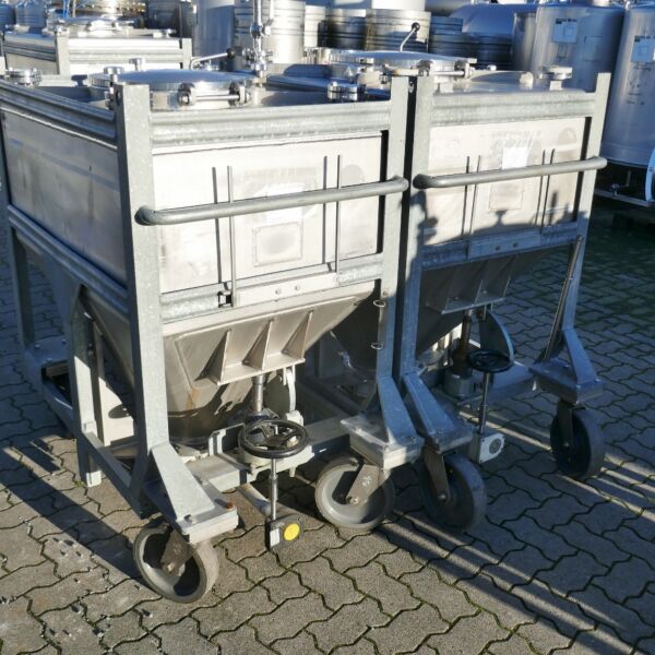 630 liter mobile cone container, Aisi 316