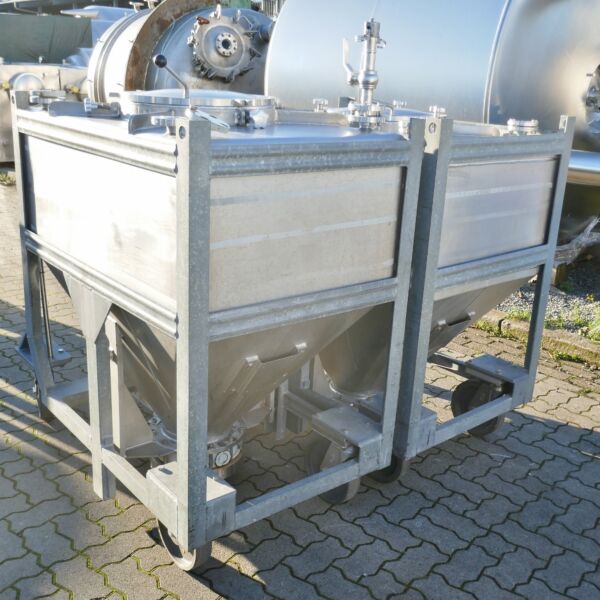 630 liter mobile cone container, Aisi 316