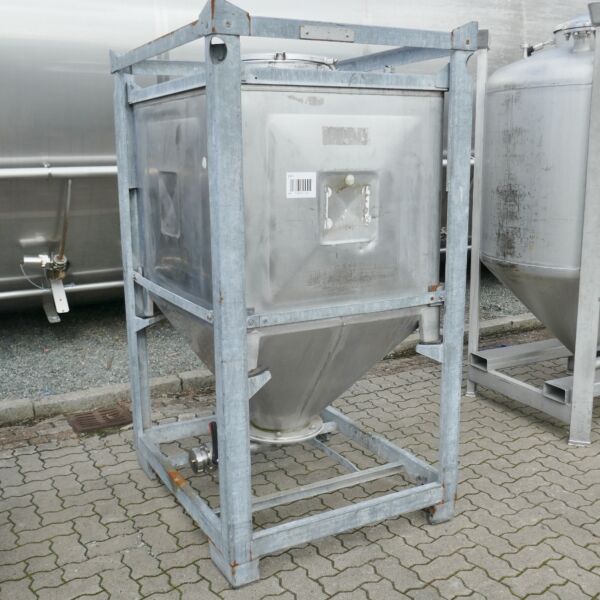 1100 liter conical container made of stainless steel 304