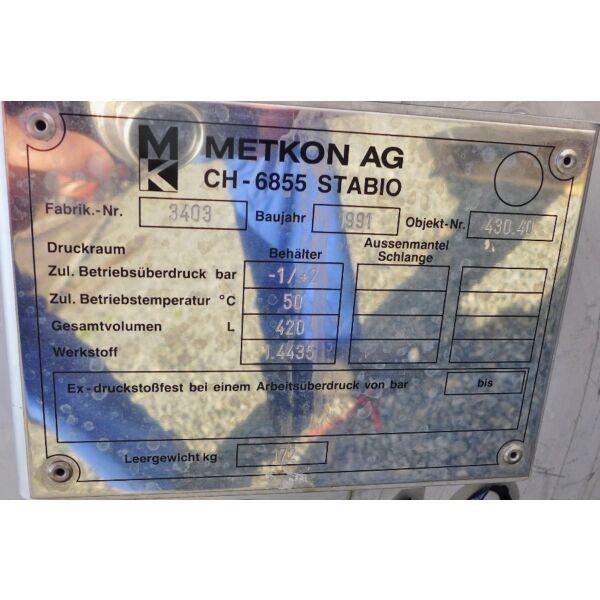 420 liter pressure tank, Aisi 316