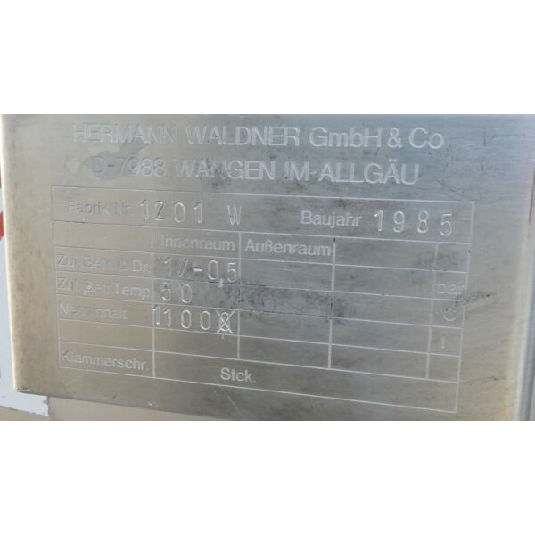 1100 Liter Druckbehälter aus V2A