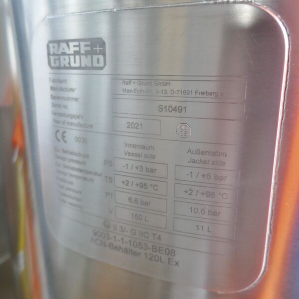 Unused 150 liter mobile heat-/coolable pharma process vessel, Aisi 316 with magnetic agitator