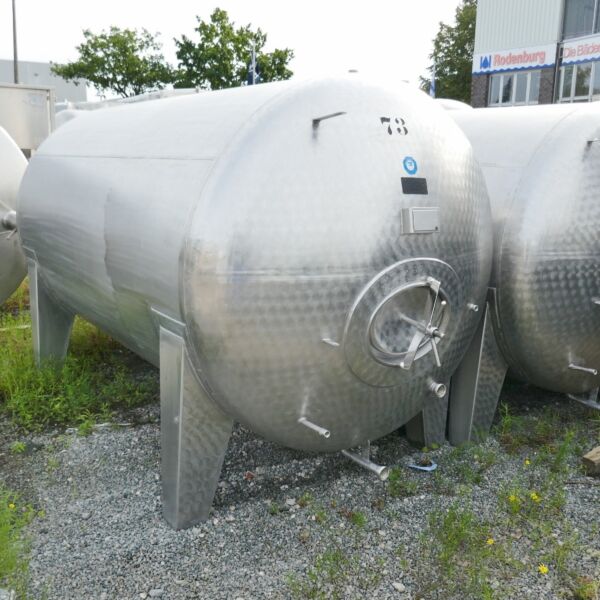 6000 liter horizontal +8 bar pressure tank, Aisi 304