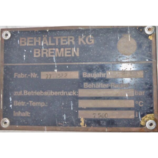 7500 Liter Rührwerksbehälter aus V2A mit Becherrührwerk