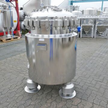 733 Liter heiz-/kühlbarer  Druckbehälter aus V4A mit Propellerrührwerk
