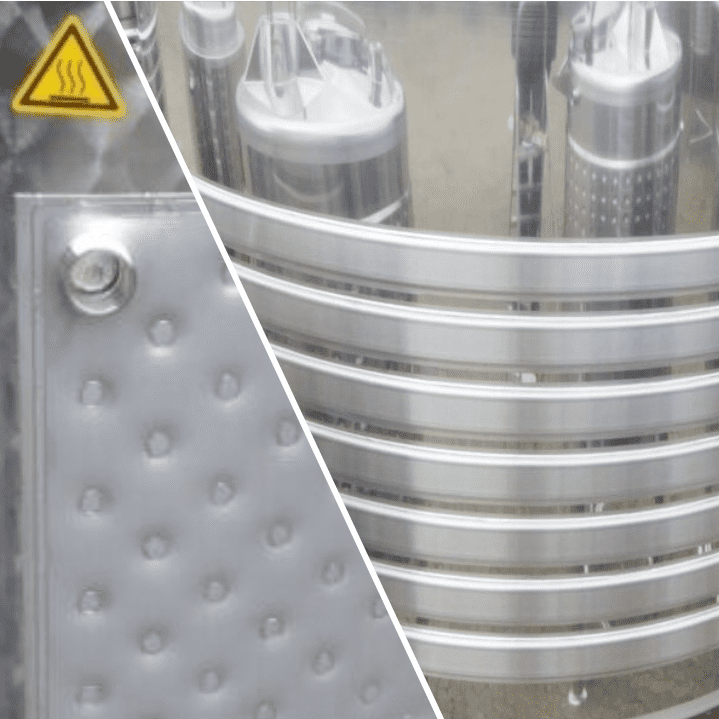 What types of heating / cooling technology is common for stainless steel tanks?